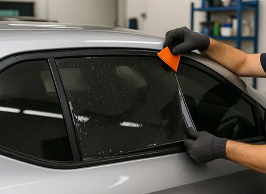 Sedan with full vehicle window tint installed at Zoz Auto Detailing in Rochester, MN