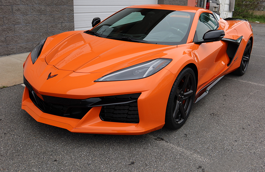 Black Corvette Stingray convertible with tint at Zoz Express Rochester MN